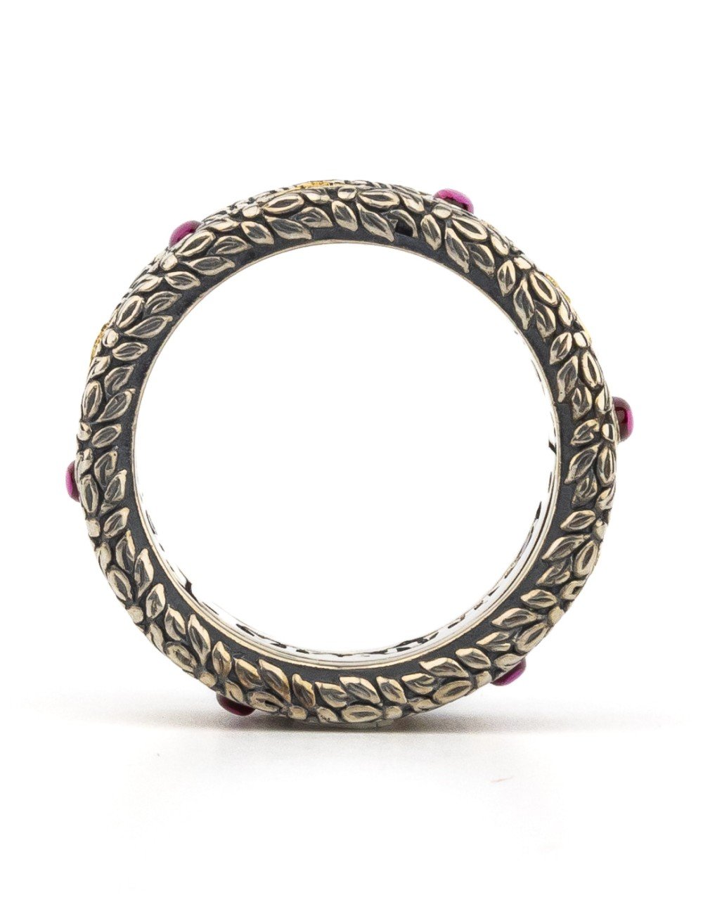 Кольцо из серебра и золота c бриллиантами, рубином и рубином