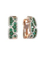 Серьги из золота c бриллиантами и изумрудом