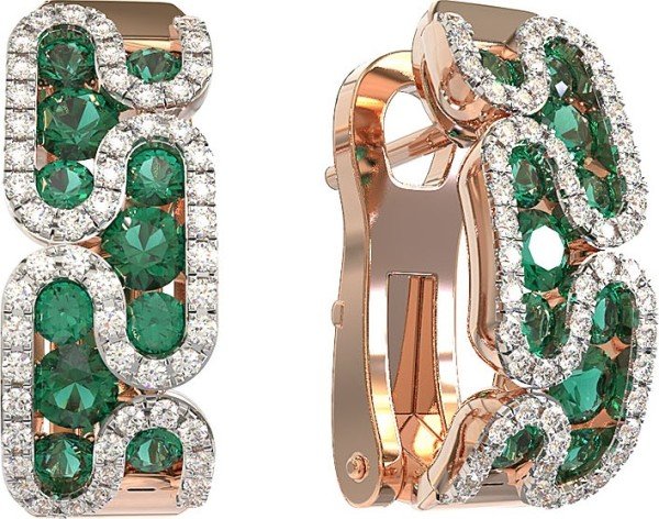 Серьги из золота c бриллиантами и изумрудом