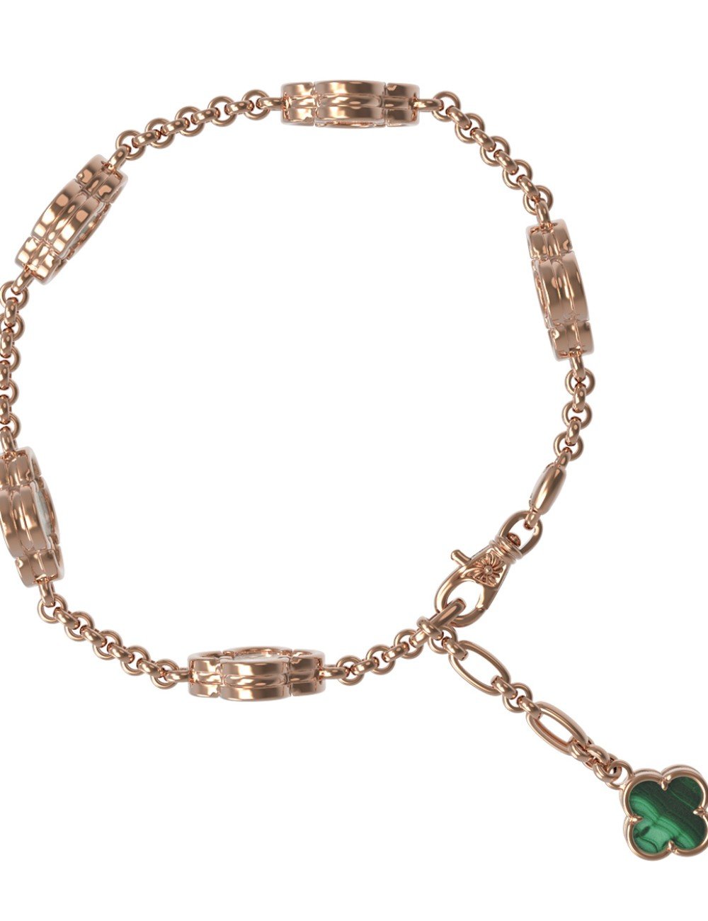 Браслет из золота c малахитом и перламутром