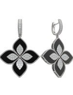 Серьги из белого золота c бриллиантами и ониксом