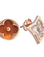 Серьги из золота c тигровым глазом и перламутром