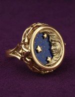 Кольцо из лимонного золота c бирюзой и лазуритом