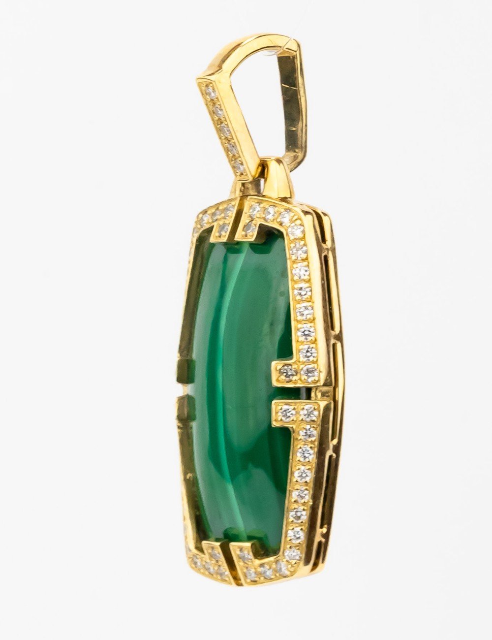 Подвеска из лимонного золота c бриллиантами, рубином и малахитом