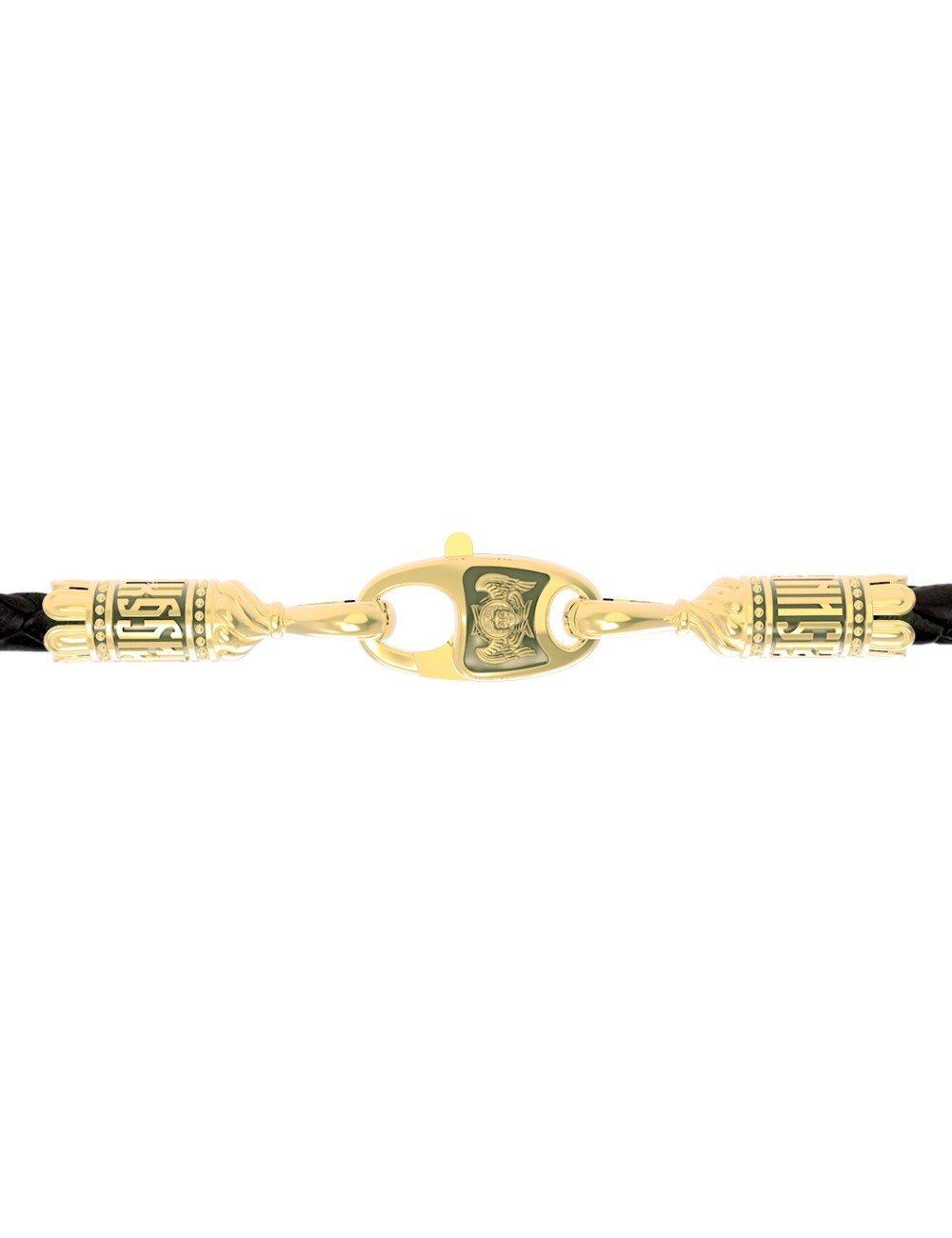 Гайтан из лимонного золота c кожаным шнурком