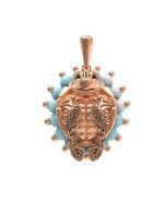 Подвеска из золота c эмалью и бирюзой