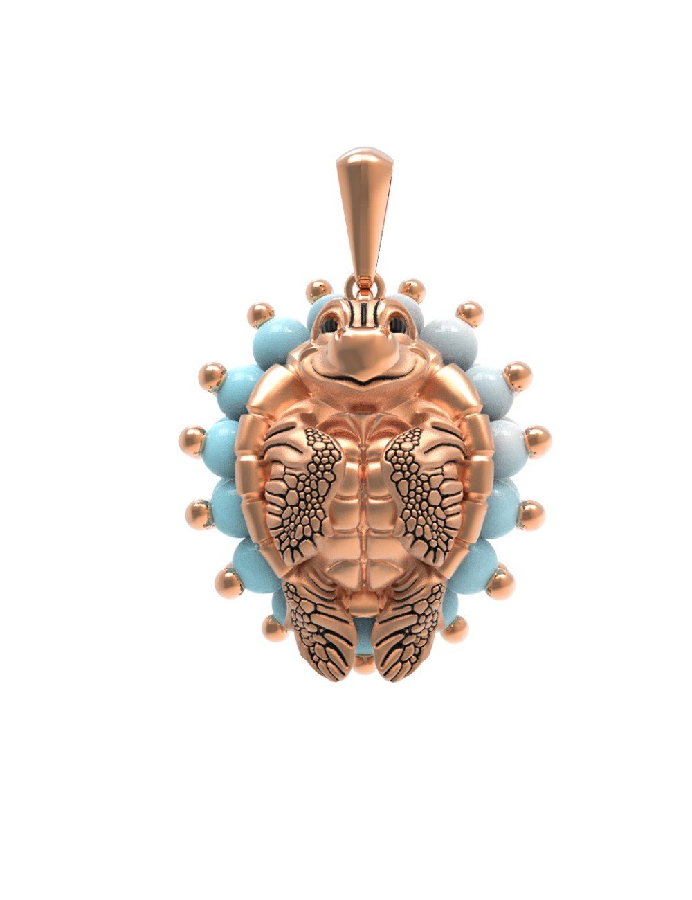 Подвеска из золота c эмалью и бирюзой