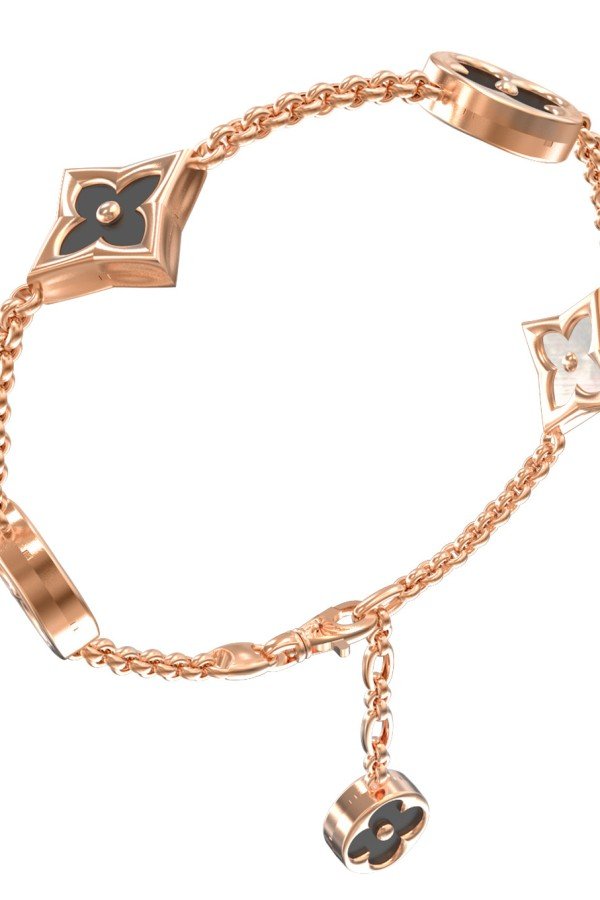 Браслет из золота c ониксом и перламутром