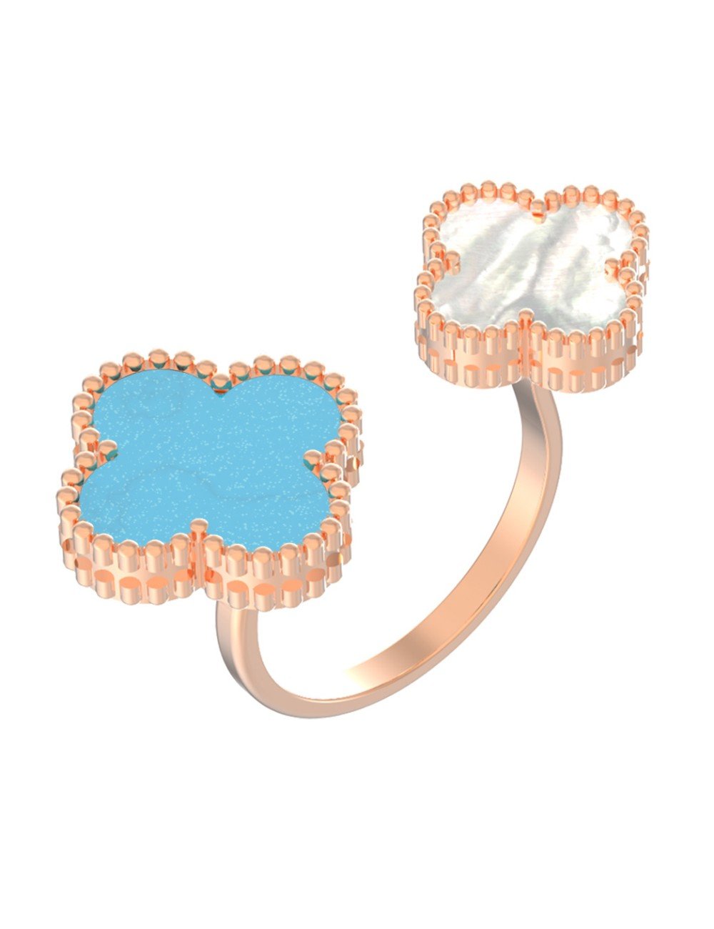 Кольцо из золота c бирюзой и перламутром