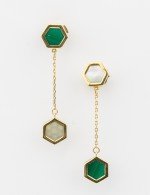 Серьги из лимонного золота c малахитом и перламутром