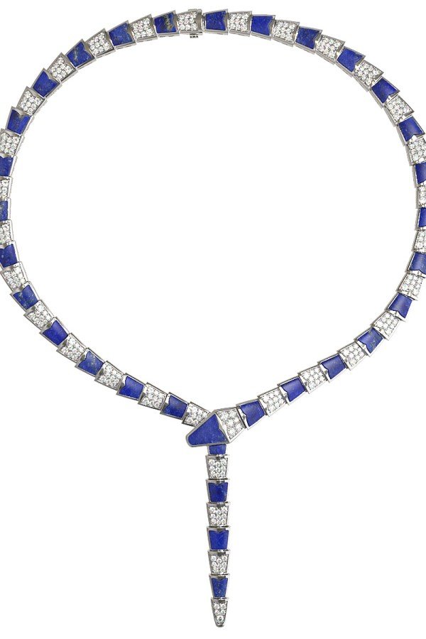 Колье из белого золота c бриллиантами и лазуритом