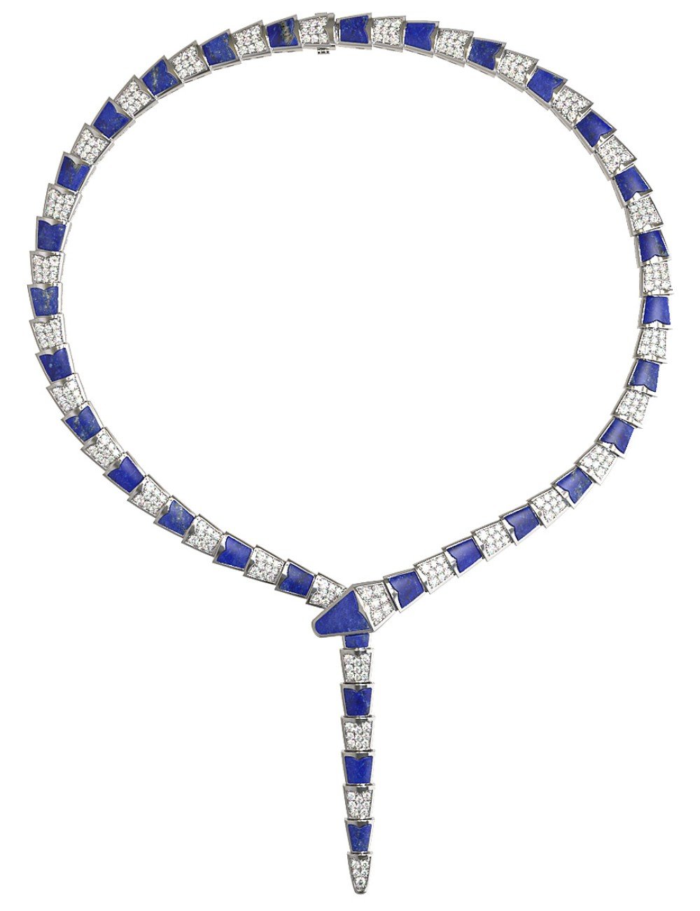 Колье из белого золота c бриллиантами и лазуритом