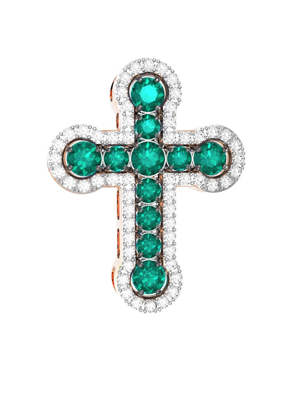 Крест из золота c бриллиантами и изумрудом