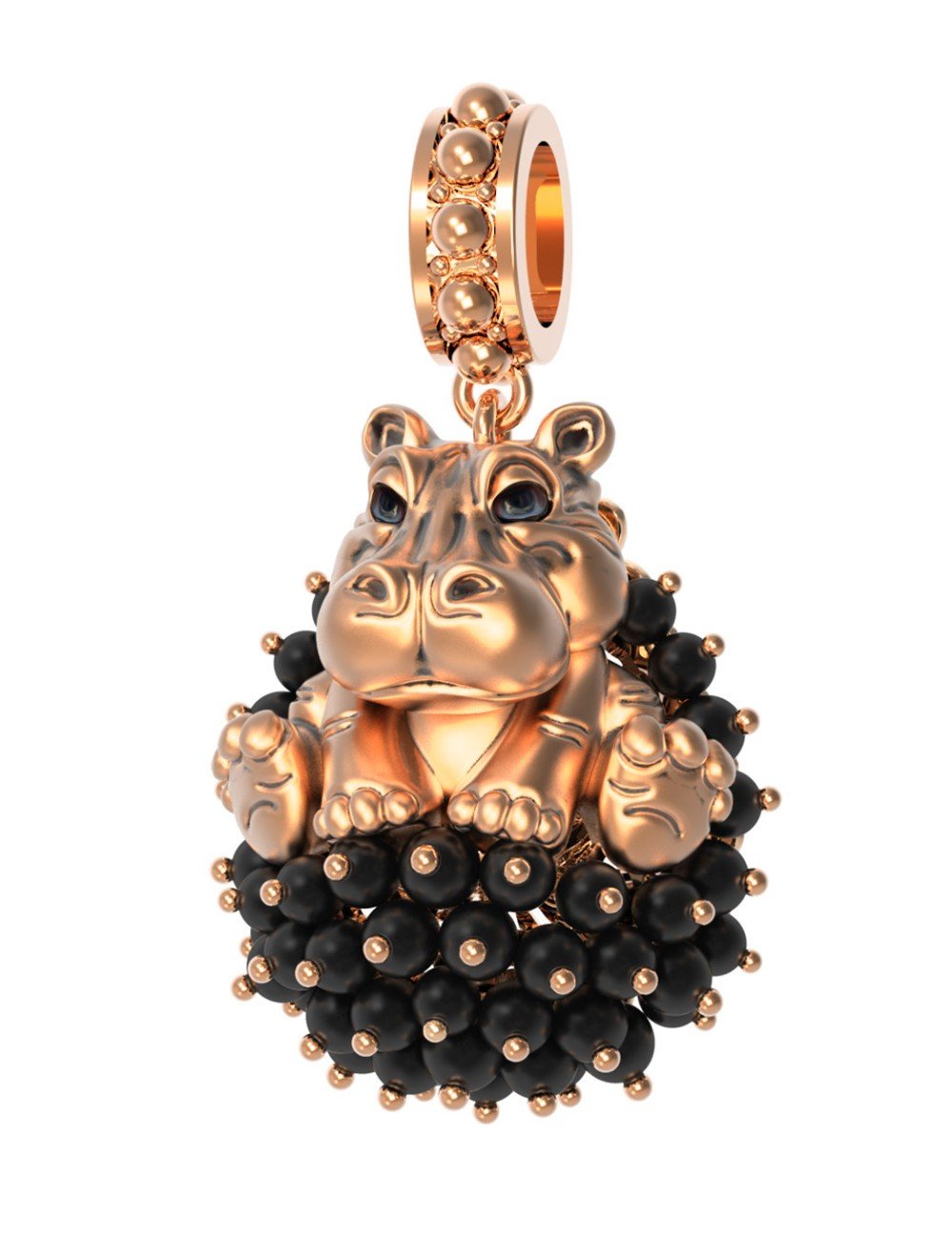 Подвеска из золота c эмалью и ониксом