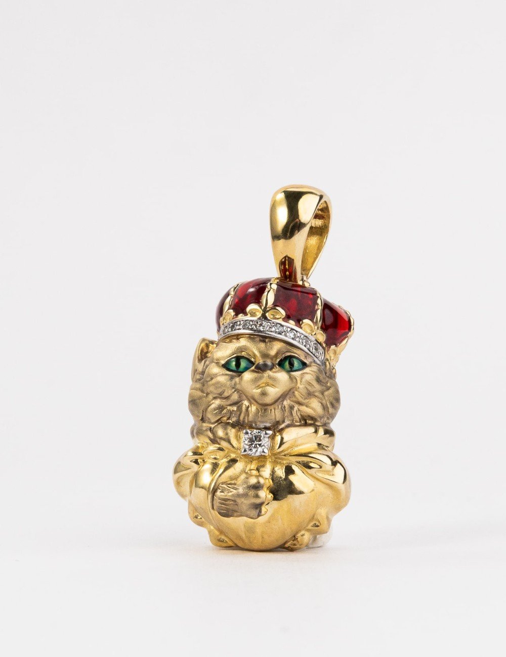 Подвеска из лимонного золота c эмалью, бриллиантами и рубином