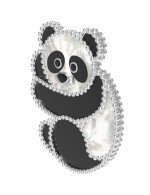 Брошь из белого золота c эмалью, ониксом и перламутром