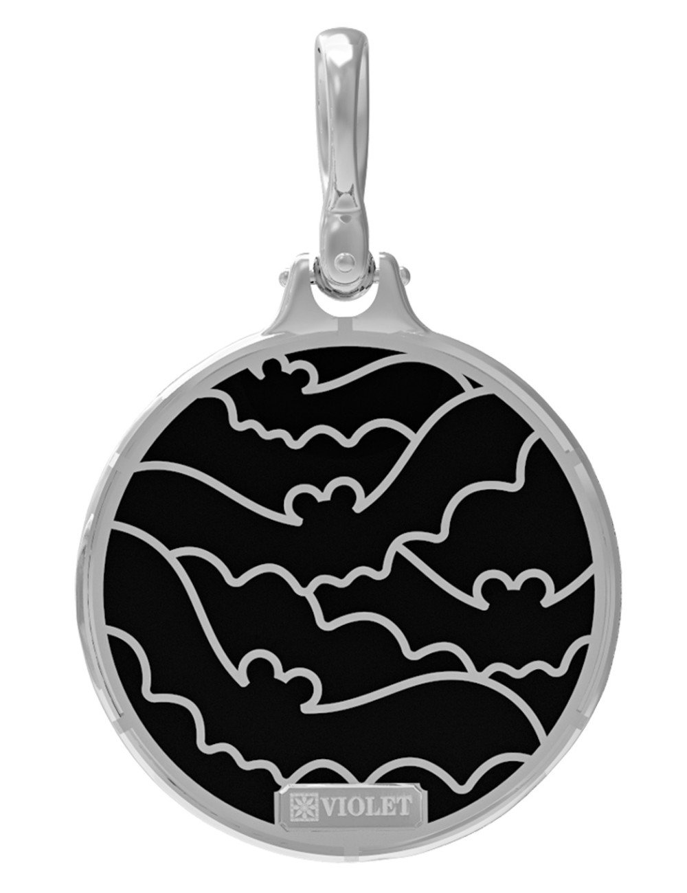 Подвеска из белого золота c эмалью и ониксом