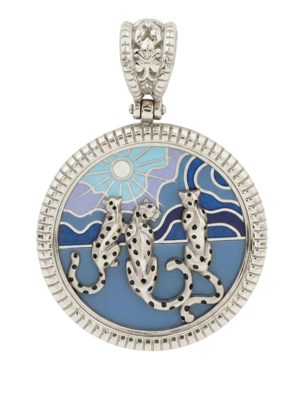 Подвеска из белого золота c эмалью