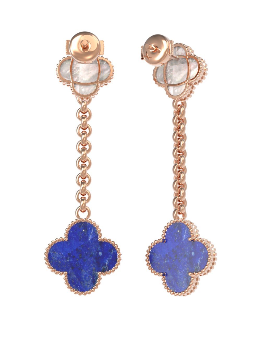 Серьги из золота c лазуритом и перламутром