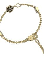 Браслет из лимонного золота c бриллиантами, ониксом и перламутром