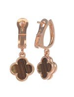 Серьги из золота c тигровым глазом