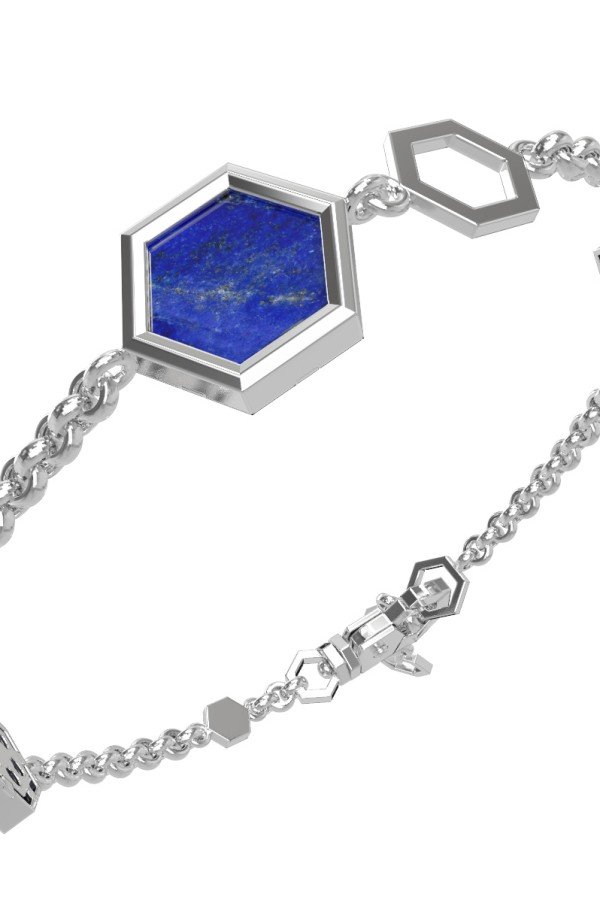 Браслет из белого золота c бриллиантами, лазуритом и перламутром