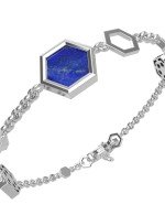 Браслет из белого золота c бриллиантами, лазуритом и перламутром