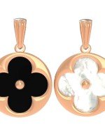 Подвеска из золота c ониксом и перламутром