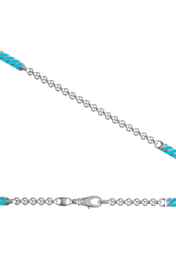 Цепь из белого золота c эмалью