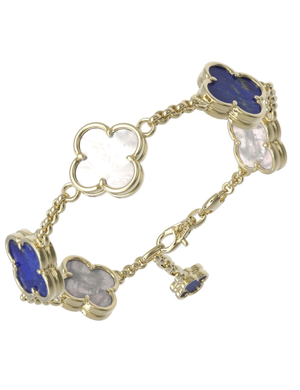 Браслет из лимонного золота c лазуритом и перламутром