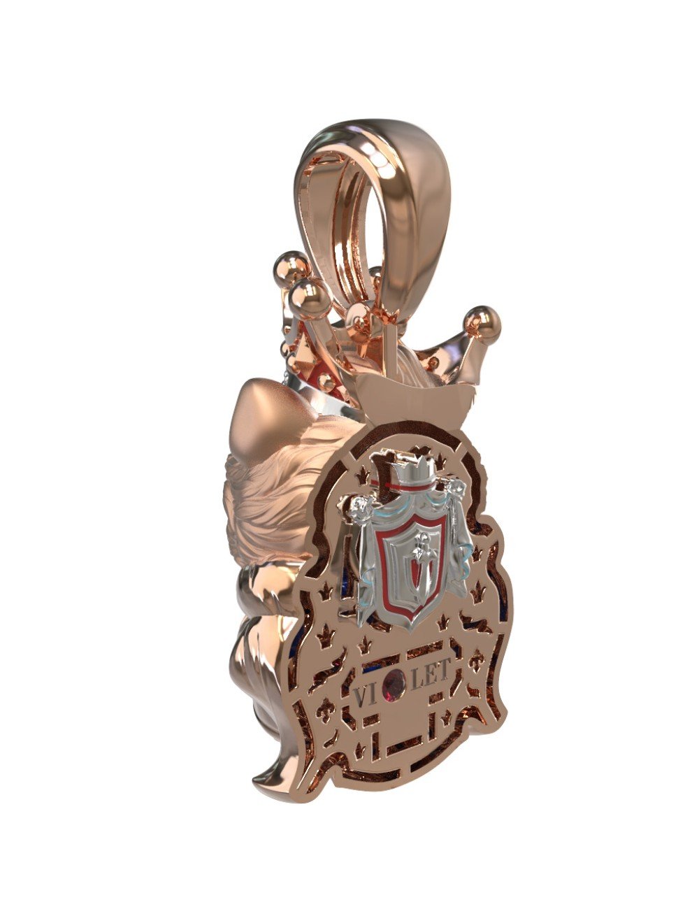 Подвеска из золота c эмалью, бриллиантами и рубином