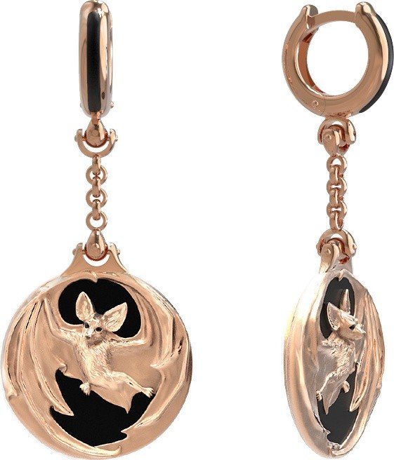 Серьги из золота c эмалью и ониксом