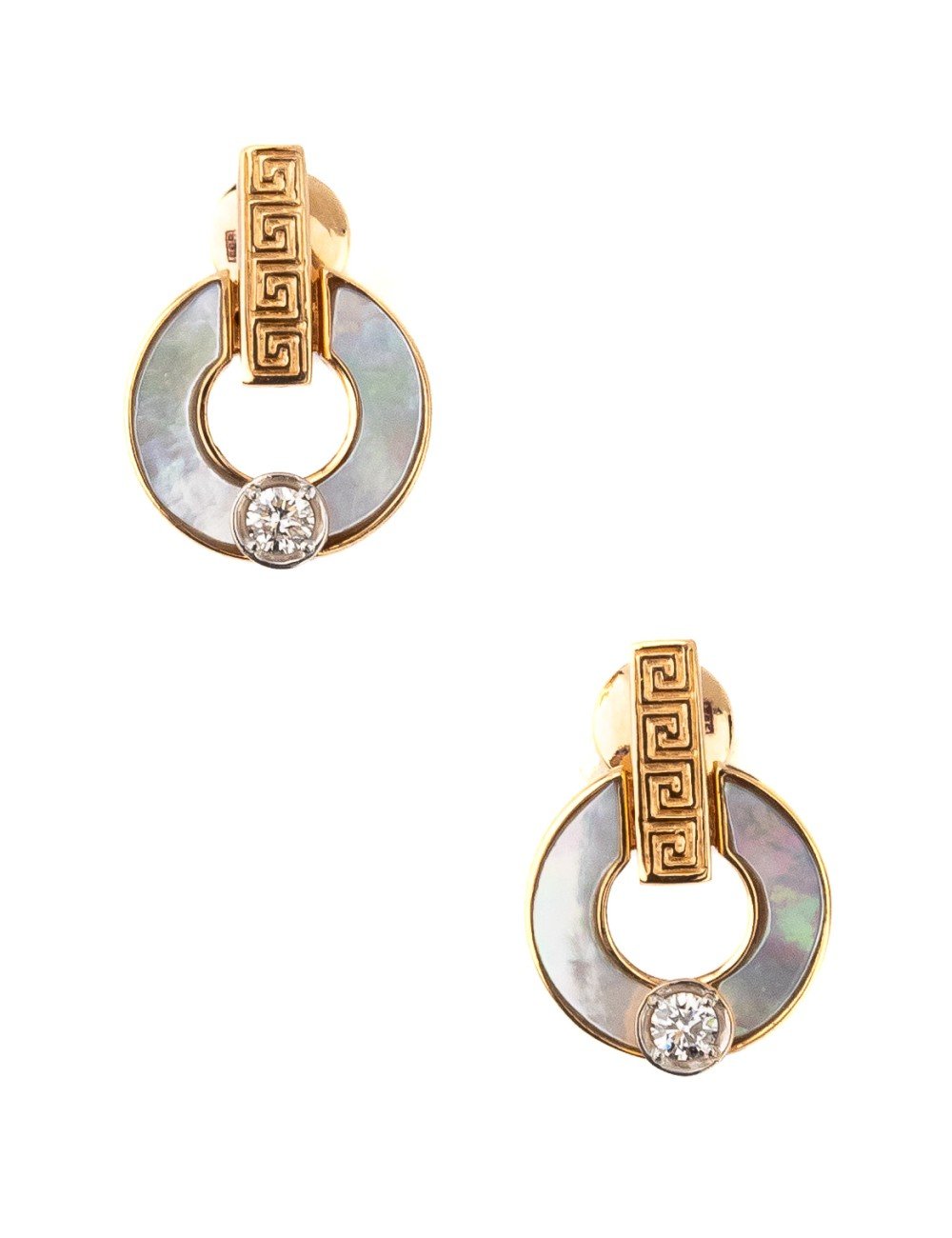 Серьги из золота c бриллиантами и перламутром