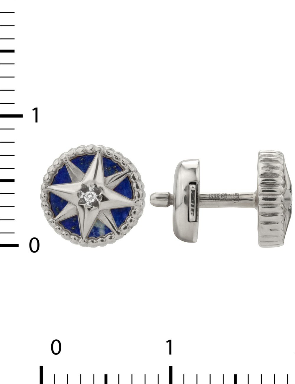 Серьги из белого золота c бриллиантами и лазуритом