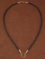 Гайтан из золота c кожаным шнурком