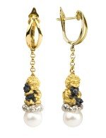 Серьги из лимонного золота c жемчугом