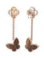 Серьги из золота c тигровым глазом и перламутром