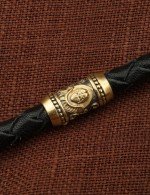 Гайтан из лимонного золота c кожаным шнурком