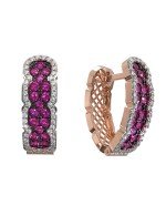 Серьги из золота c бриллиантами и рубином