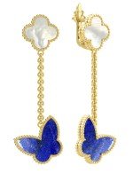 Серьги из лимонного золота c лазуритом и перламутром