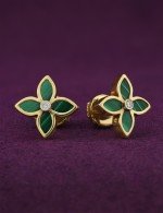 Серьги из лимонного золота c бриллиантами и малахитом