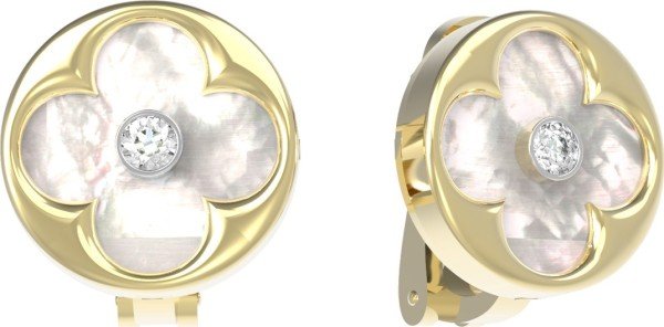 Серьги из лимонного золота c бриллиантами и перламутром