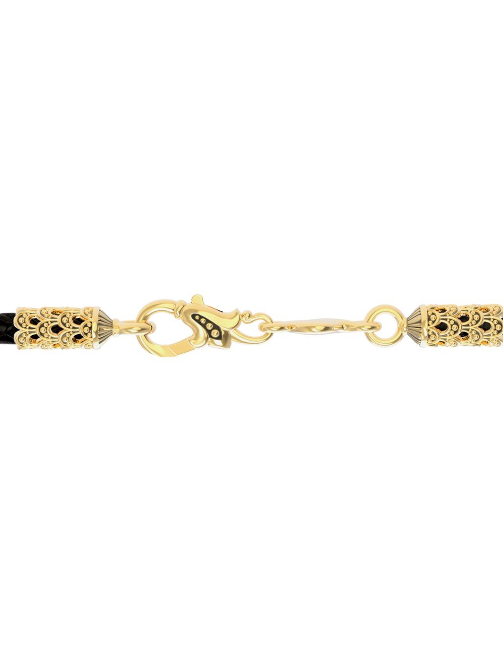 Гайтан из лимонного золота c кожаным шнурком