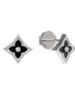 Серьги из белого золота c ониксом
