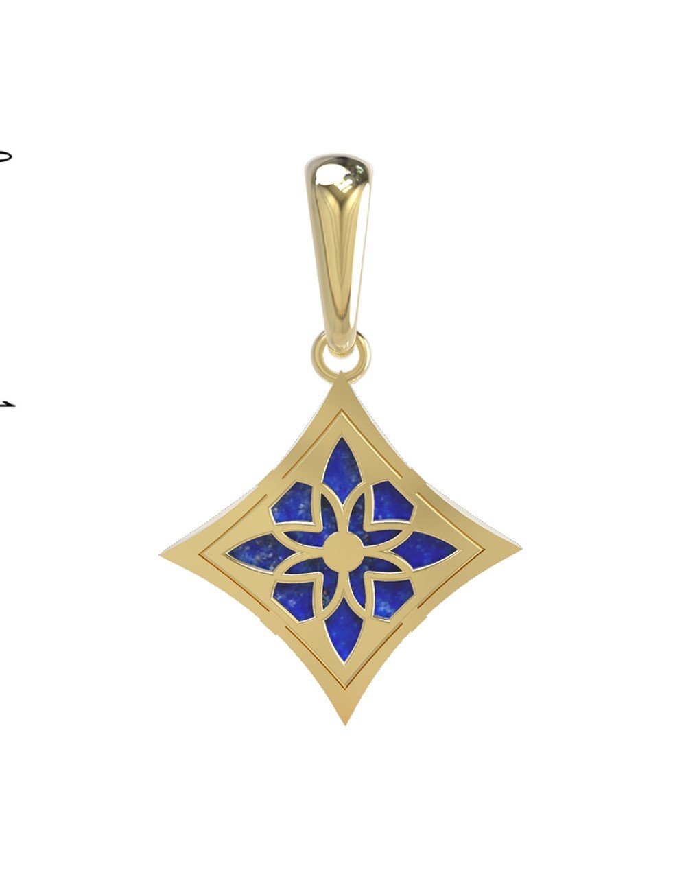 Подвеска из лимонного золота c лазуритом