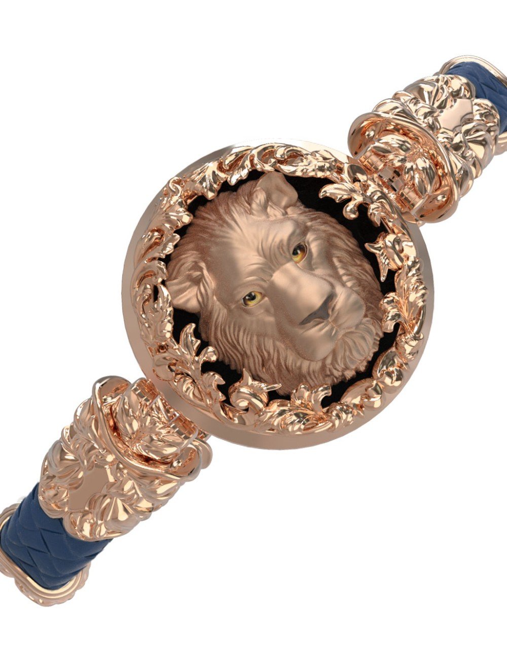 Браслет из золота c кожаным шнурком и ониксом