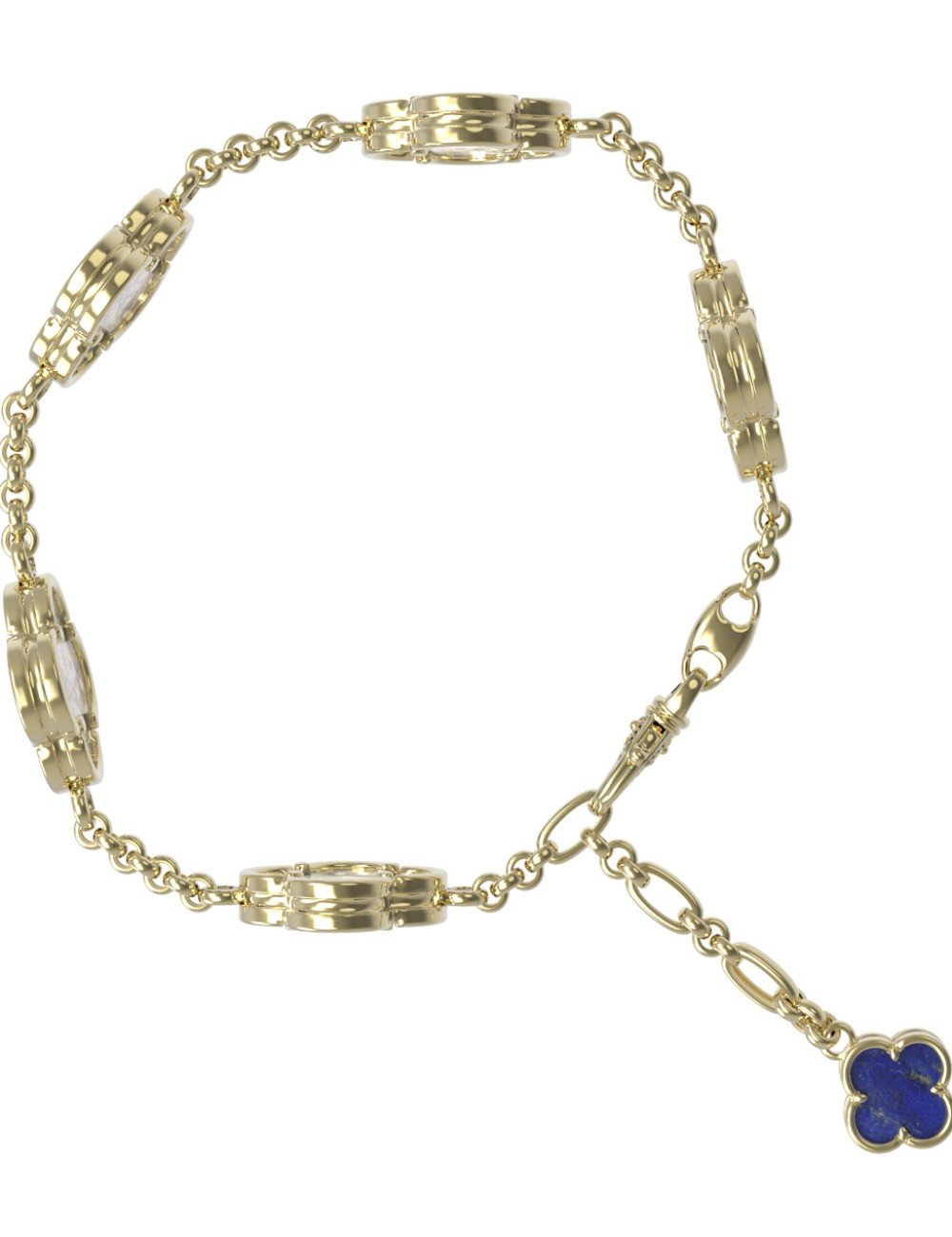 Браслет из лимонного золота c лазуритом и перламутром