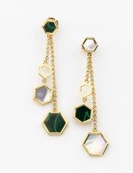 Серьги из лимонного золота c малахитом и перламутром