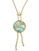 Колье из лимонного золота c бирюзой и перламутром