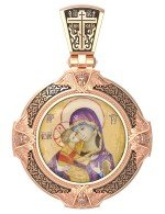 Образок из золота c эмалью и иконописью